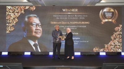 Perkuat Transformasi Legal KALLA, Subhan Mappaturung Raih Penghargaan Indonesia’s Most Respected In-House Counsel 2026